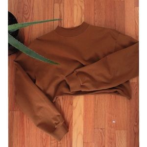 Brown-Green Cropped Sweatshirt